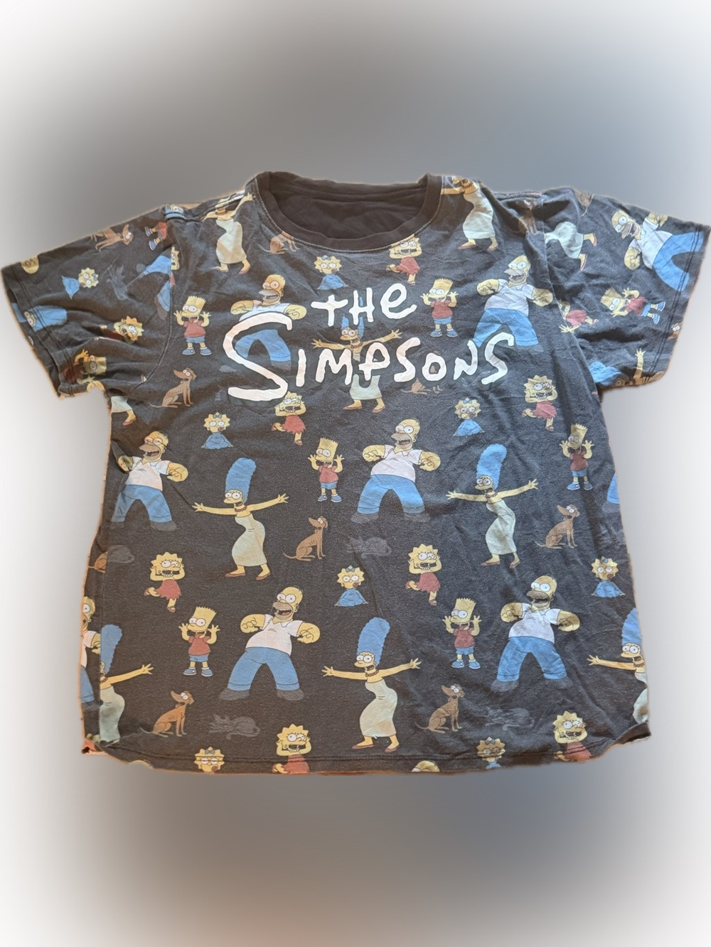 The Simpsons All-Over Print Black Short Sleeve Tee Medium